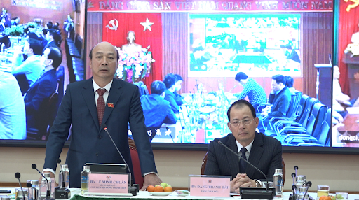 Bí thư Đảng ủy, Chủ tịch HĐTV Tập đoàn Lê Minh Chuẩn phát biểu chỉ đạo tại hội nghị